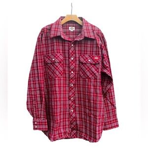 NWOT - Dickies Flannel Western Cowboy Long Sleeve Button Down Shirt